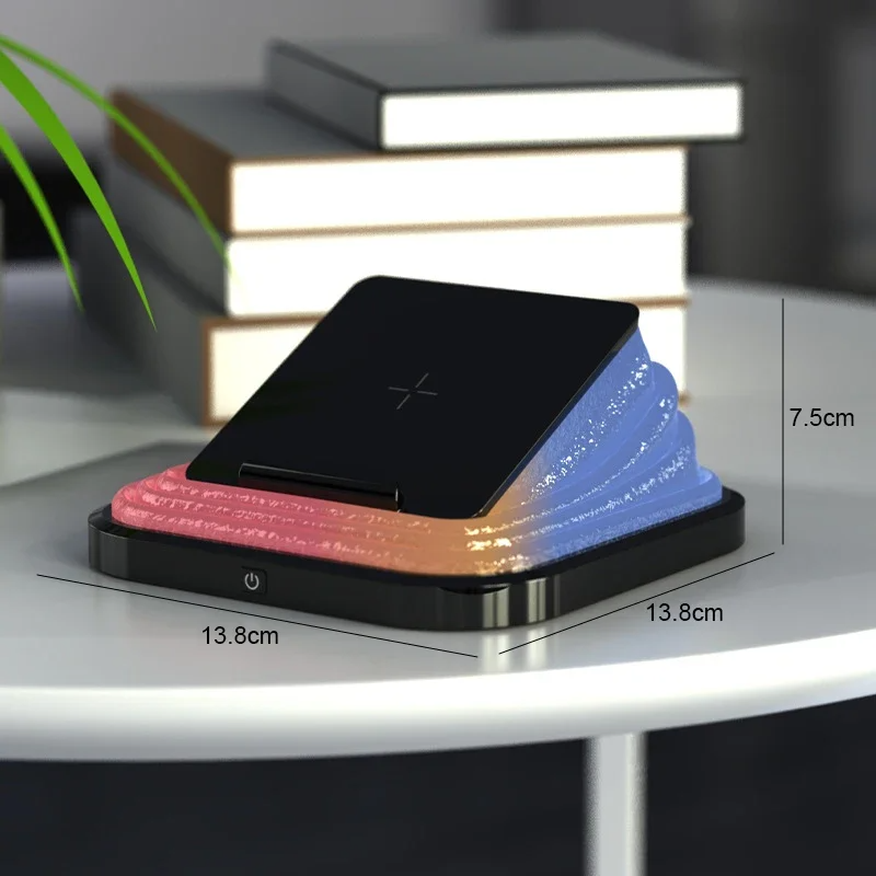 Wireless atmosphere lamp Desk Night Light USB Rechargeable Portable Wireless Charging Foldable Light Atmosphere Bedroom Bedside Table Lamp Novelty Lighting