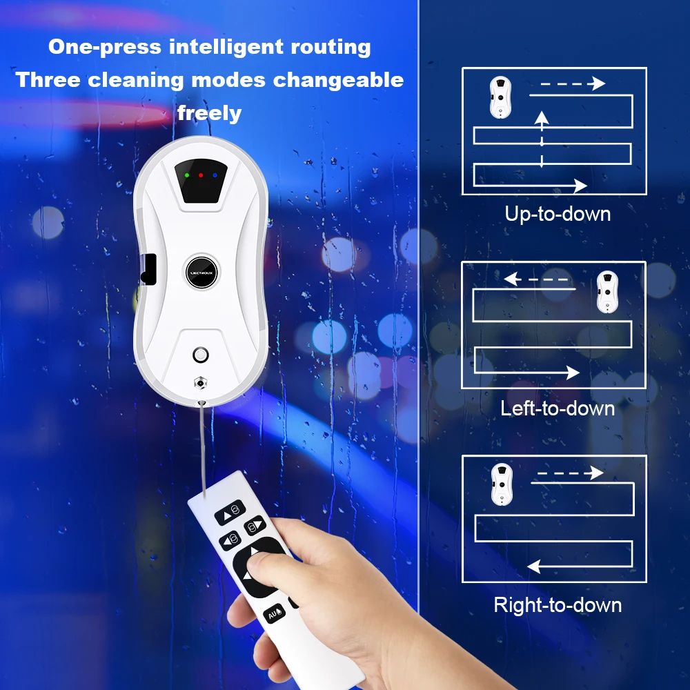 Window Cleaning Robot Ultrasonic Water Spray Ultrathin Window Robot Vacuum Cleaner Glass Wiper Dry & Wet Mopping AI Route Ultrathin Robot Vacuum Cleaner for window Glass