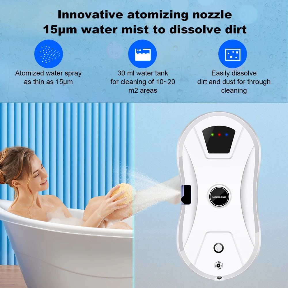 Window Cleaning Robot Ultrasonic Water Spray Ultrathin Window Robot Vacuum Cleaner Glass Wiper Dry & Wet Mopping AI Route Ultrathin Robot Vacuum Cleaner for window Glass