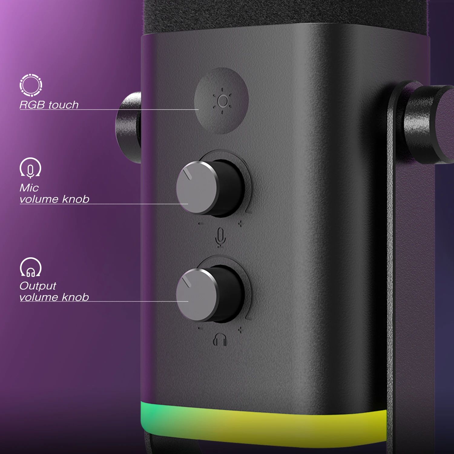 Tabletop USB/XLR Dynamic Microphone with Touch Mute Button,Headphone jack,I/O Controls,for PC PS5/4 mixer,Gaming MIC Ampligame AM8