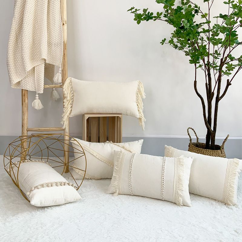 45x45cm Ins bohemian Pillowcase Tufted Lumbar Living Room Sofa Pillow Lumbar Pillow Retro Solid Color Cushion Cover Lumbar Cushion