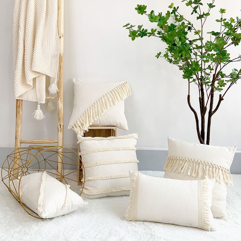 45x45cm Ins bohemian Pillowcase Tufted Lumbar Living Room Sofa Pillow Lumbar Pillow Retro Solid Color Cushion Cover Lumbar Cushion