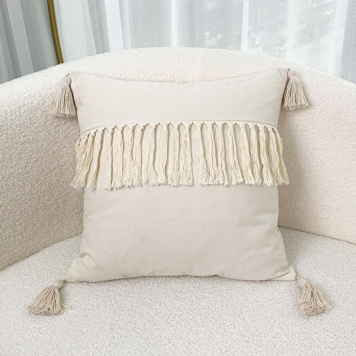 45x45cm Ins bohemian Pillowcase Tufted Lumbar Living Room Sofa Pillow Lumbar Pillow Retro Solid Color Cushion Cover Lumbar Cushion