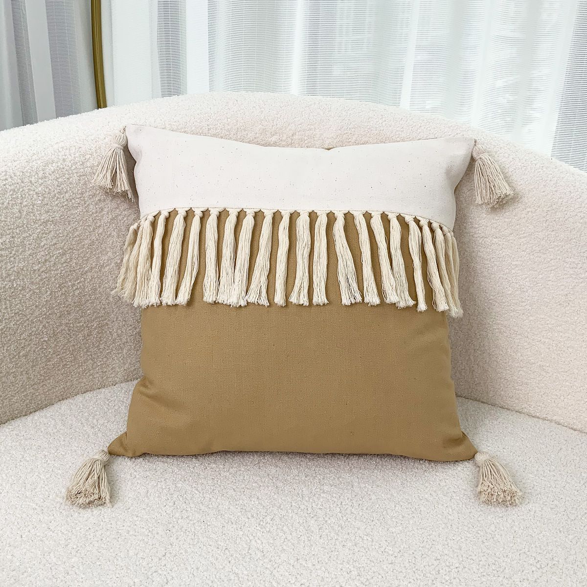 45x45cm Ins bohemian Pillowcase Tufted Lumbar Living Room Sofa Pillow Lumbar Pillow Retro Solid Color Cushion Cover Lumbar Cushion