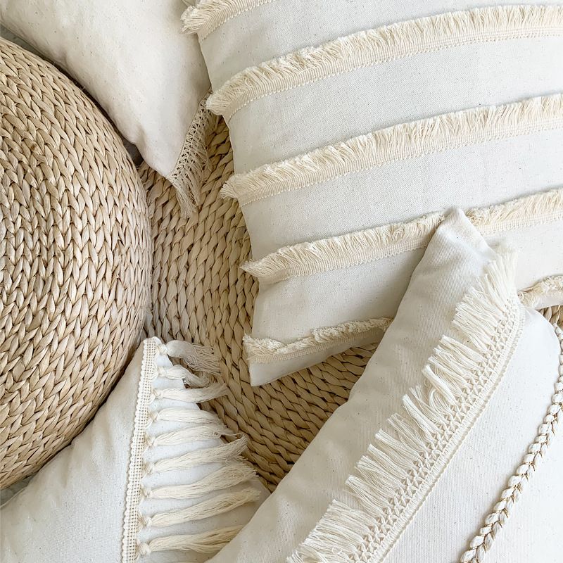 45x45cm Ins bohemian Pillowcase Tufted Lumbar Living Room Sofa Pillow Lumbar Pillow Retro Solid Color Cushion Cover Lumbar Cushion