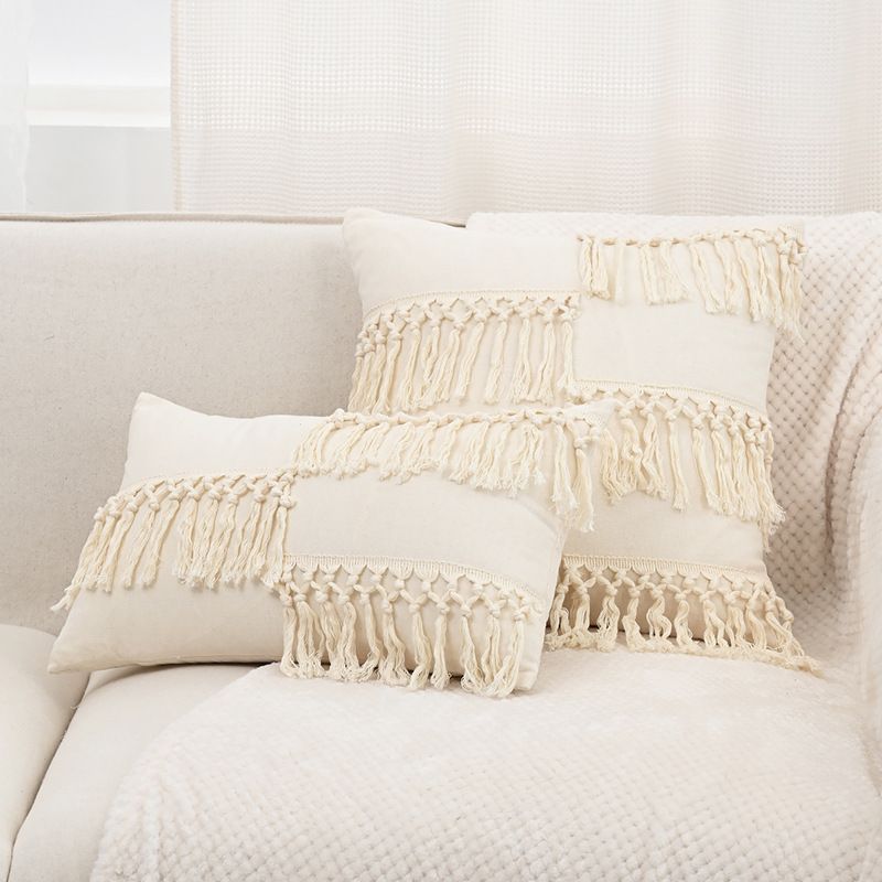 45x45cm Ins bohemian Pillowcase Tufted Lumbar Living Room Sofa Pillow Lumbar Pillow Retro Solid Color Cushion Cover Lumbar Cushion