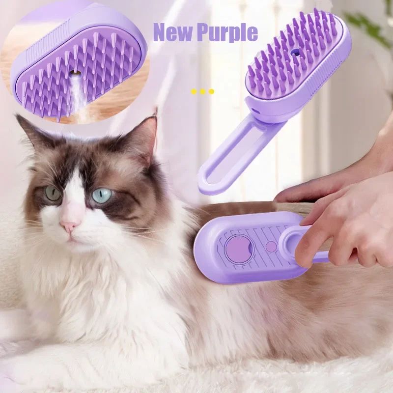 Pet Steam Brush Cat Dog Cleaning Steamy Spray Massage Beauty Comb 3 in 1 Hair Removal Grooming Supplies Pets Cat Accessories