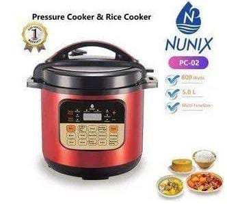 Nunix 5 LITRE ELECTRIC PRESSURE COOKER DURABLE STAINLESS STEEL FINISH NON-STICK COATING MATERIAL MULTI-FUNCTIONAL COOKING FUNCTIONS: STEW/MEAT, BEANS, SOUP, STEAM, BEEF/MUTTON, PORRIDGE, POULTRY