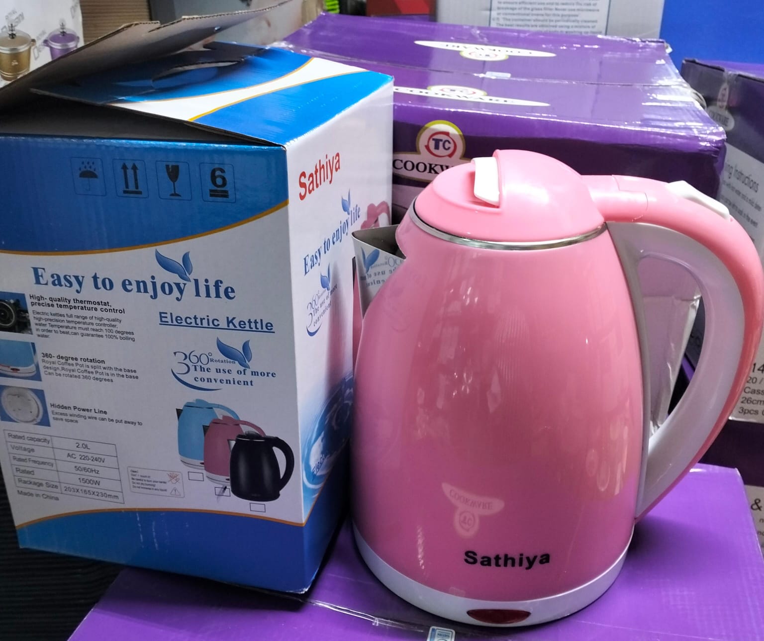 Sathiya 1500W Automatic 2L Electric Water Heater Kettle,360⁰