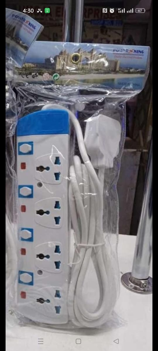 Power King Heavy Duty Best Quality 4 Way Power Extension Cable With Switch