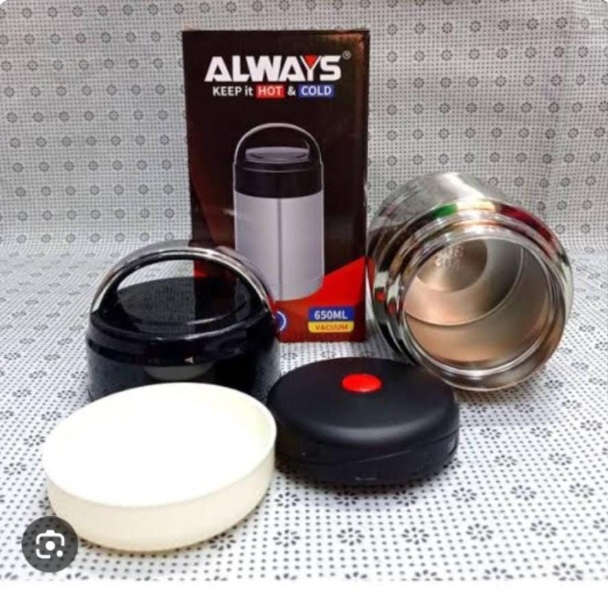 Always Vacuum Insulated Food Flask. Superior Insulation: Double-wall vacuum design keeps hot food warm for 6 hours, chilled food cool for 24 hours, and frozen items preserved for 4 hours.