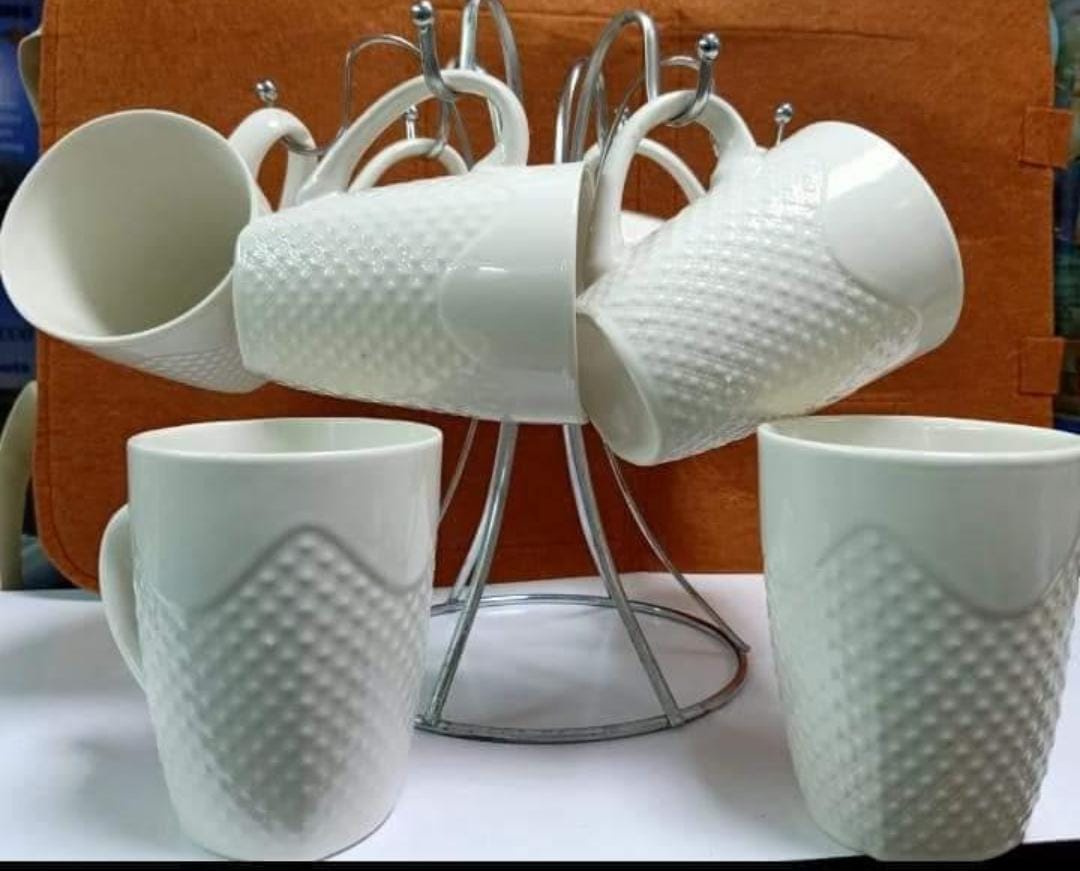 PRICE DROP! 6 Pcs Classic Ceramic Coffee/Tea Cups/Mugs. Ideal for enjoying tea, coffee,decaf, espresso, lattes or hot dark chocolate, soup, stew, cereals and more.Strong ceramic mugs in big value pack