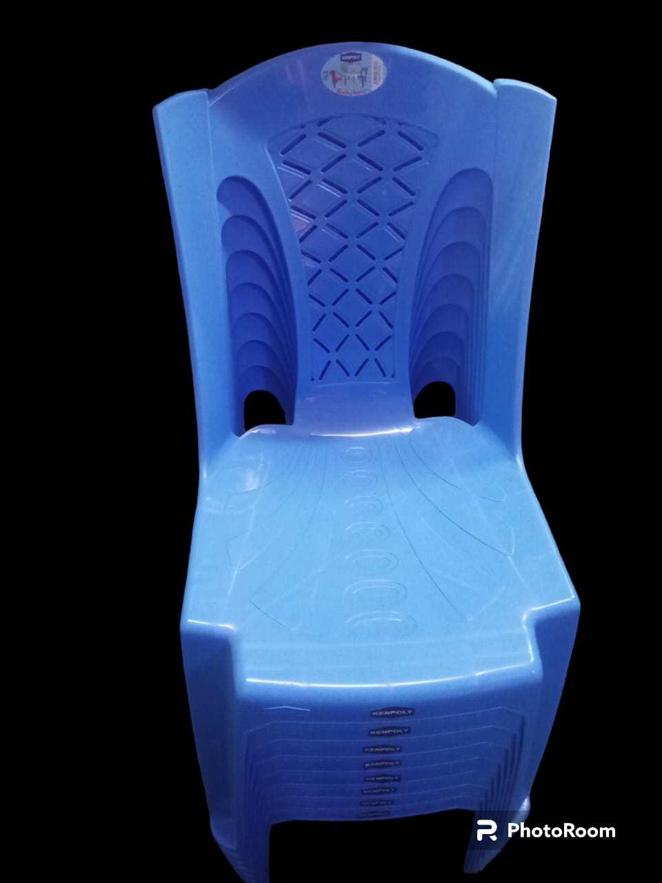 3 Pieces of Kenpoly Plastic Armless Durable chairs color blue
