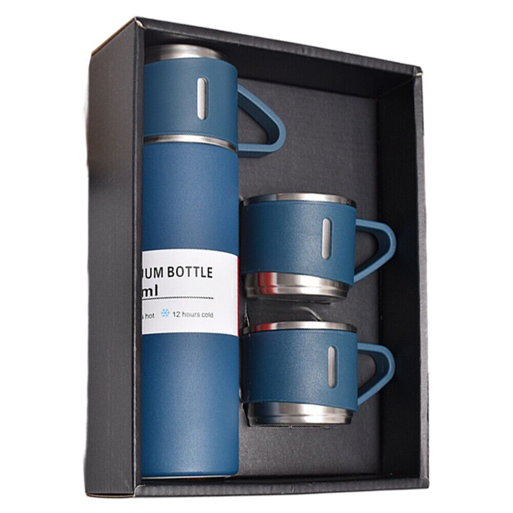Thermo Water Bottle gift pack 500ml thermocup , lid + 2cups metallic  water bottle Gift Pack
