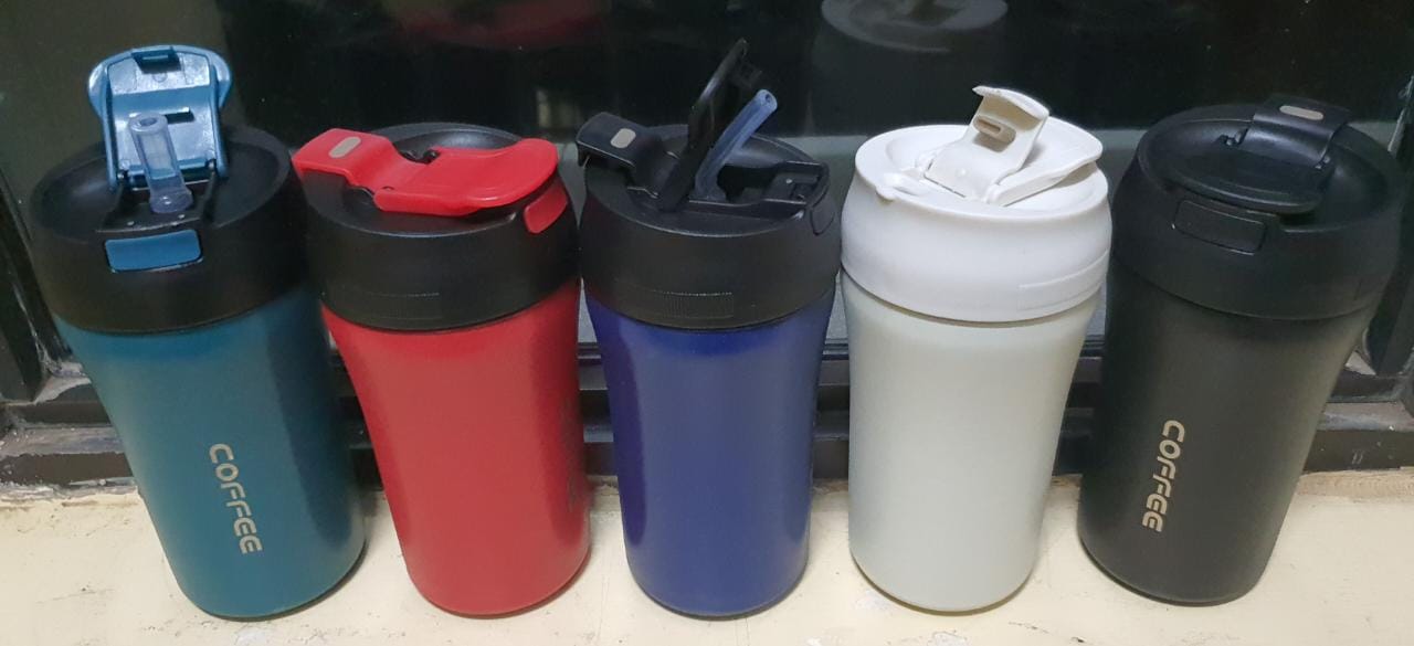 400ml unbreakable coffee thermocup with 2 locking outlets Stainless Steel Coffee Cup 400ML Thermos Mug Leak-Proof Thermos Travel Thermal Vacuum Flask Insulated Cup Water Bottle