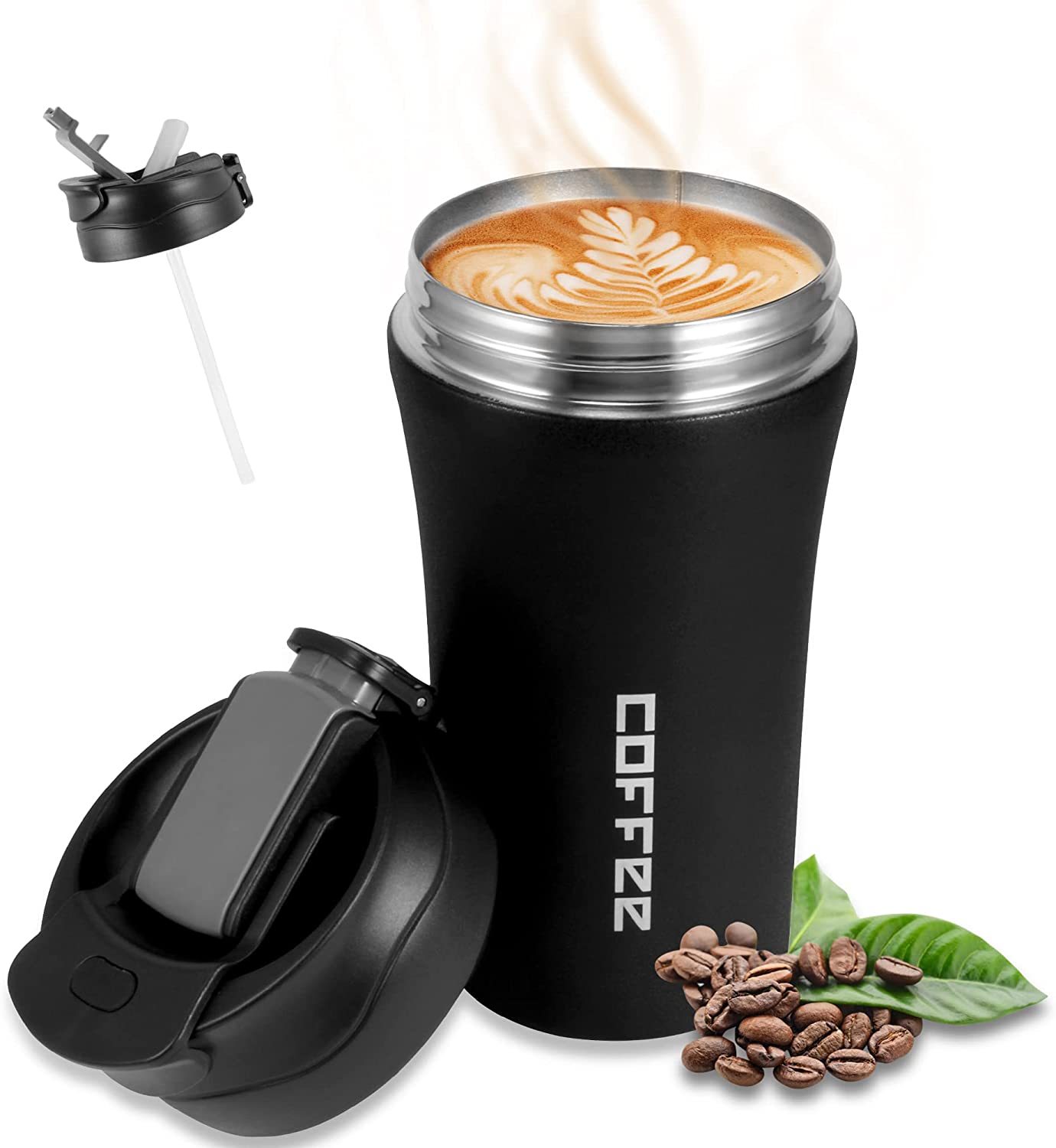 400ml unbreakable coffee thermocup with 2 locking outlets Stainless Steel Coffee Cup 400ML Thermos Mug Leak-Proof Thermos Travel Thermal Vacuum Flask Insulated Cup Water Bottle