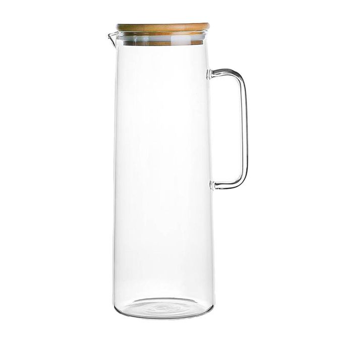 Heat resistant glass jug with an Airtight bamboo lid.