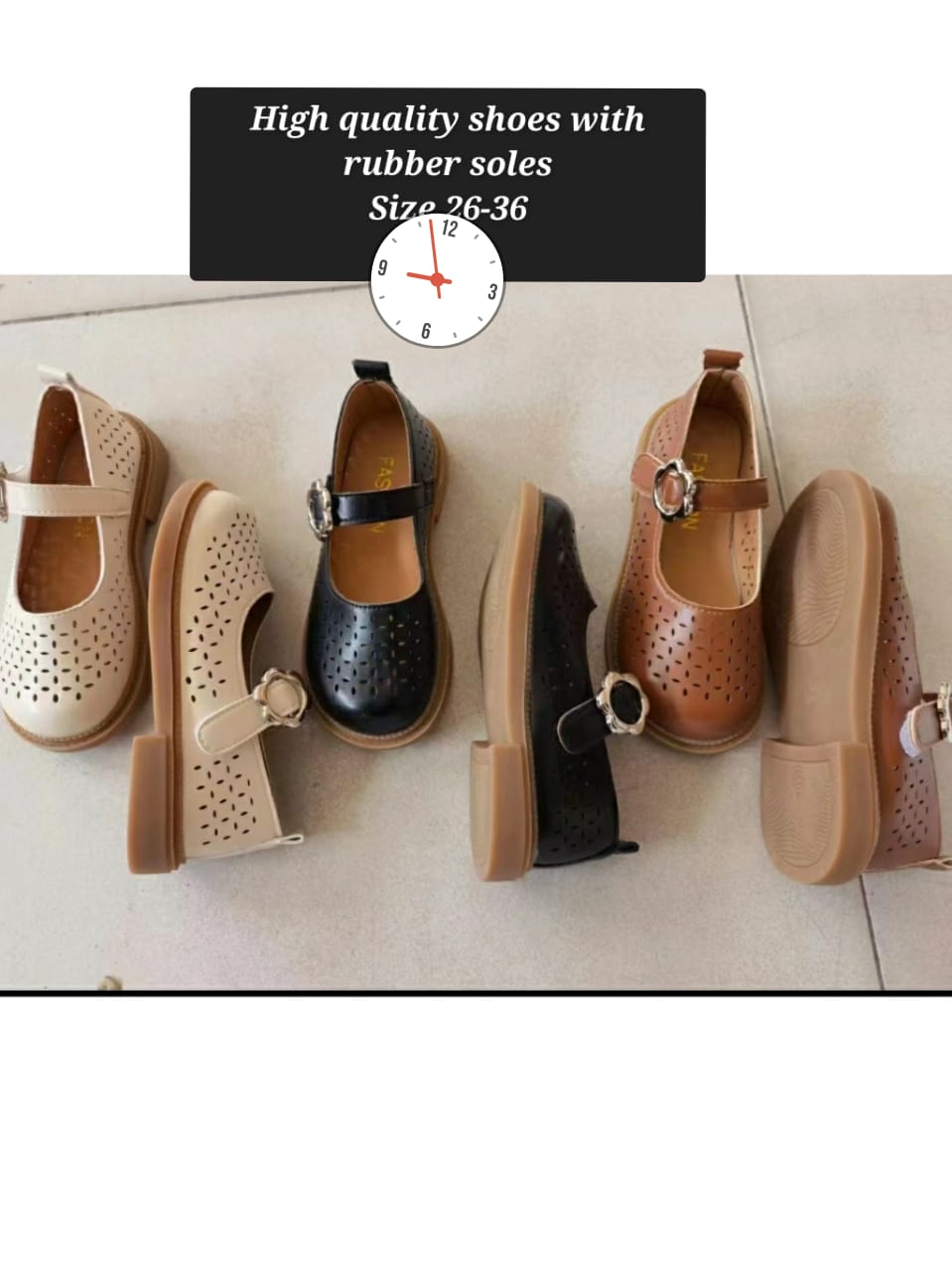 UNIQUE AND CLASSY HIGH QUALITY SHOES WITH RUBBER SOLEvery comfortable to wear, new in the market hence unique,  have no laces hence your little one will have easy time wearing

Easy to wear, light in