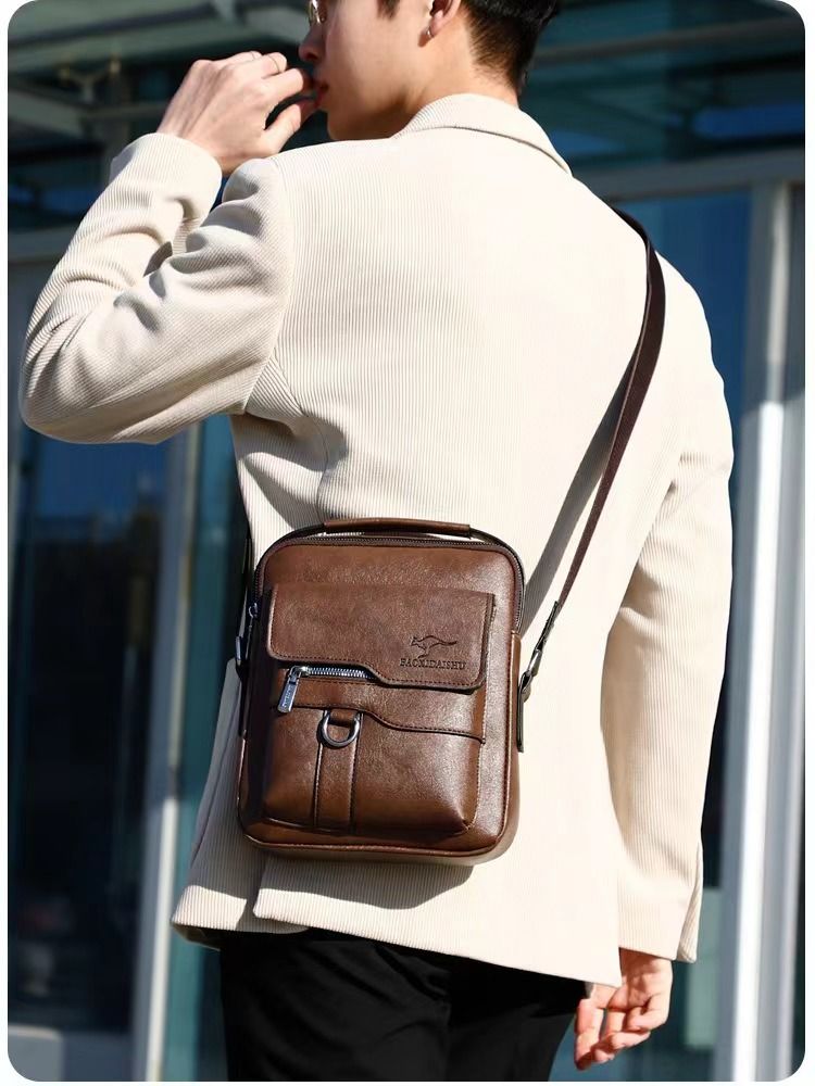Multifunctional Genuine Leather Texture Men's Shoulder Crossbody Bag Head Layer Cowhide New Hundred Handheld Small Bag The Whole Network Quality First Price Lowest