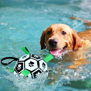 Dog Toys Soccer Ball with Straps, 15cm World Cup Interactive Dogs Toys for Tug of War, Yard Game, Water Toy, Herding Ball for Dogs Small & Medium, Puppy Birthday Gifts Outdoor Jolly Ball Boredom Buste