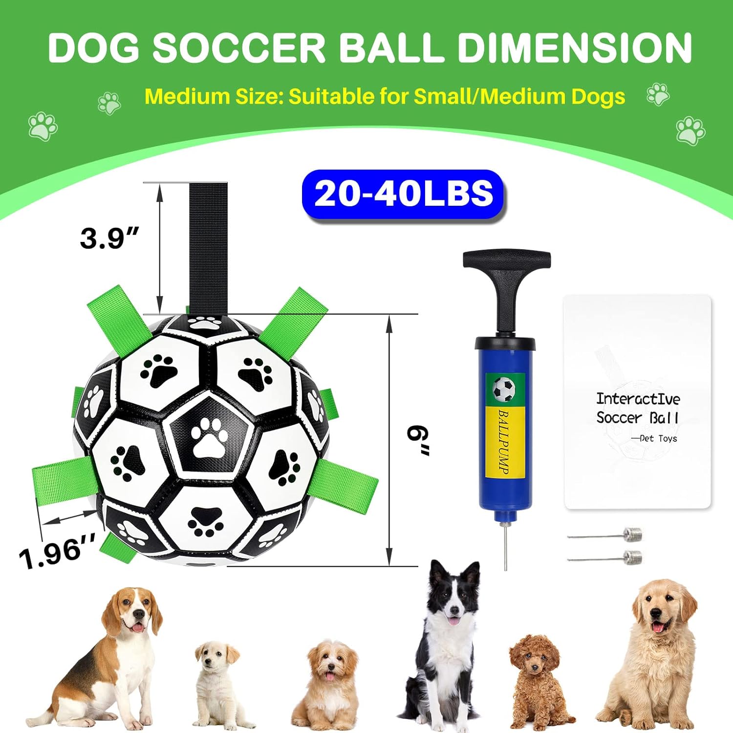 Dog Toys Soccer Ball with Straps, 15cm World Cup Interactive Dogs Toys for Tug of War, Yard Game, Water Toy, Herding Ball for Dogs Small & Medium, Puppy Birthday Gifts Outdoor Jolly Ball Boredom Buste