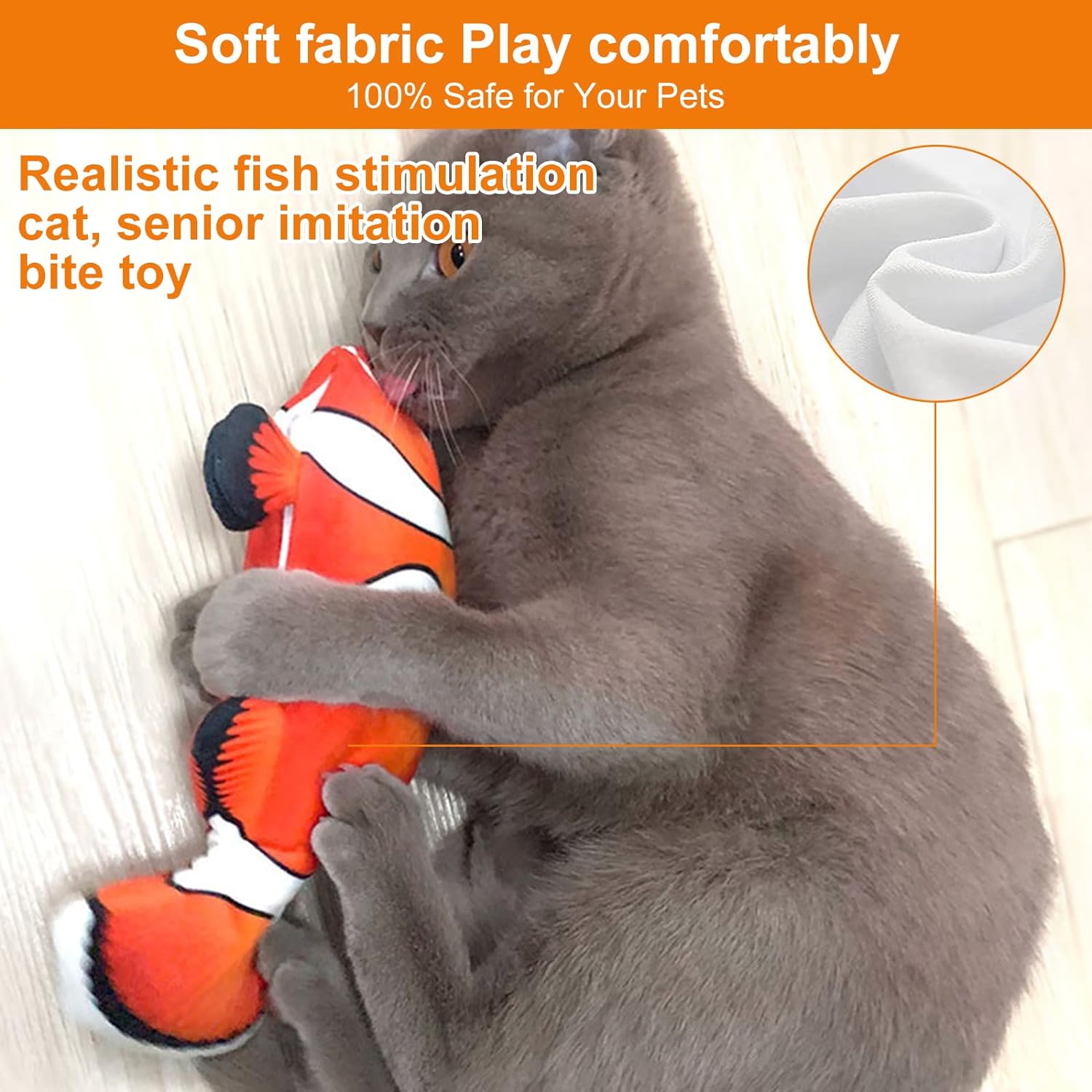 Electric Dog Cat Toy Floppy Fish USB Charged Moving Cat Kicker Fish Toy Moving Tail With Catnip Realistic Flopping Fish Pet Toy Plush Interactive Wiggle Fish Toy for Cats Small Dogs, Machine-Washable