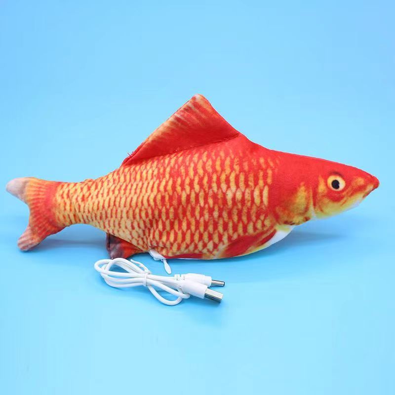Electric Dog Cat Toy Floppy Fish USB Charged Moving Cat Kicker Fish Toy Moving Tail With Catnip Realistic Flopping Fish Pet Toy Plush Interactive Wiggle Fish Toy for Cats Small Dogs, Machine-Washable