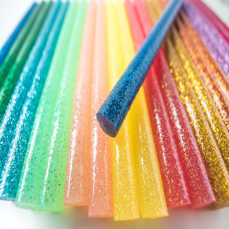 Colored Hot Melt Adhesive Stick 7 * 100mm Macaron Colorful Flash Handmade DIY Super Adhesive Stick