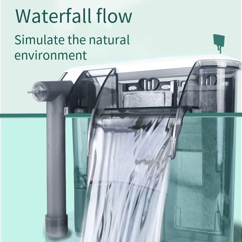 Fish tank waterfall filter Automatic flowing waterfall oxygen pump mute aquarium hanging external small filter