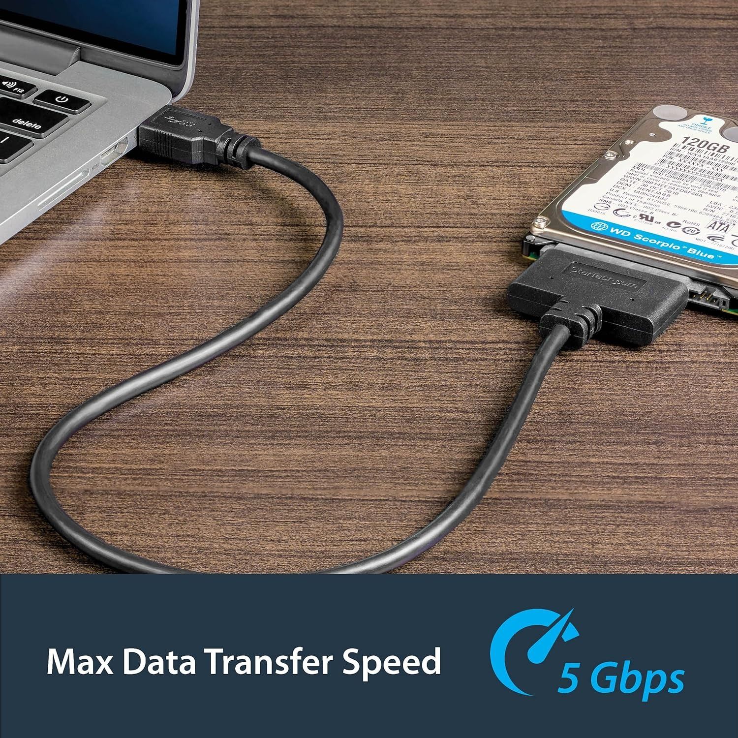 SATA to USB Cable - USB 3.0 to 2.5” SATA III Hard Drive Adapter External Converter for SSD/HDD Data Transfer Optical Drives