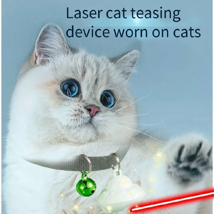 Automatic Cat Dog Laser Toys Add Collar bell Wearable Interactive Cat Toys for Indoor Cats Kitty Dogs Kitten Exercise Collar Toys Cat Enrichment