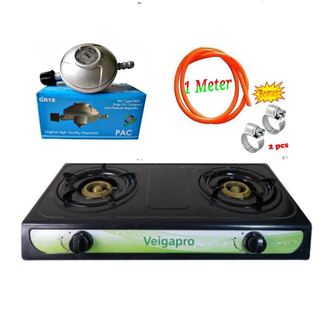 Veigapro Gas Cooker/Stove Table Top 2Burner + 6kg Regulator +pipe