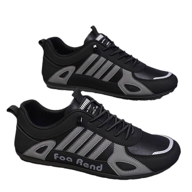 Men's Texture Comfortable Dry Breathable Ultra-Light Soft Sole Leisure Running Black Travel Sneakers