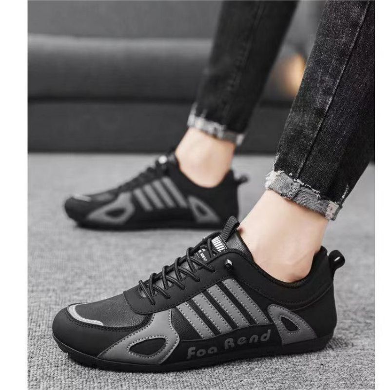 Men's Texture Comfortable Dry Breathable Ultra-Light Soft Sole Leisure Running Black Travel Sneakers