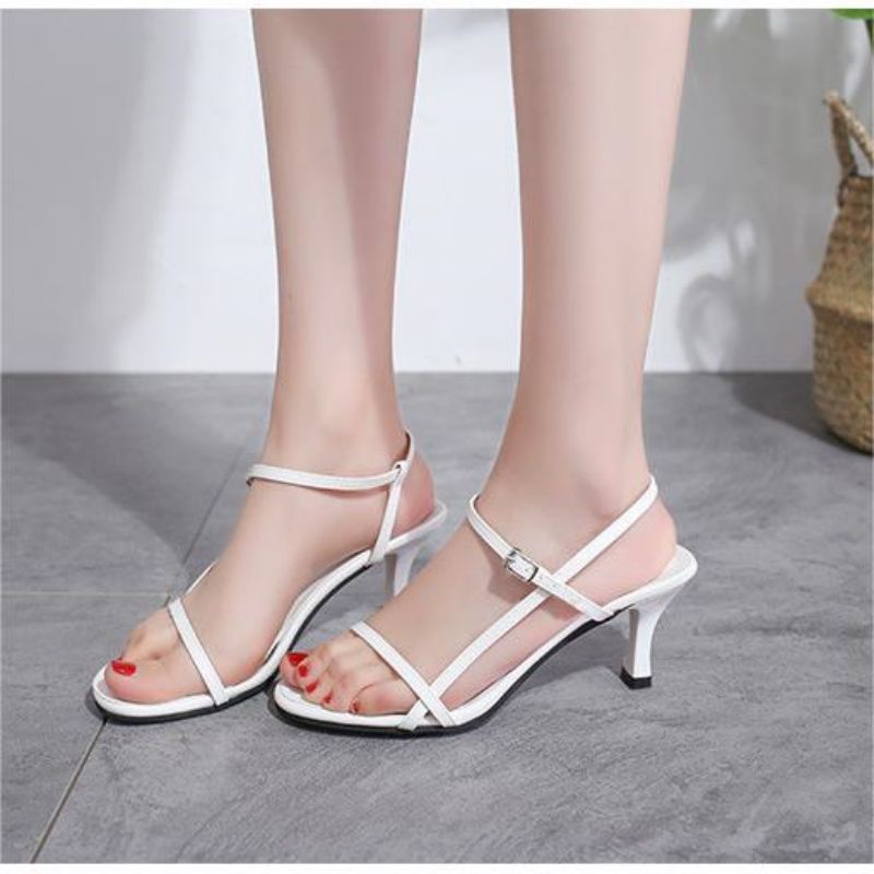 Women's 6.5cm Simple Slimming Slim Open-Toed One-Line Buckle Sandals With High Heels