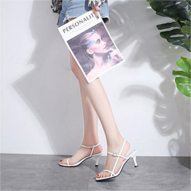 Women's 6.5cm Simple Slimming Slim Open-Toed One-Line Buckle Sandals With High Heels
