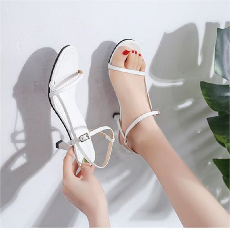 Women's 6.5cm Simple Slimming Slim Open-Toed One-Line Buckle Sandals With High Heels