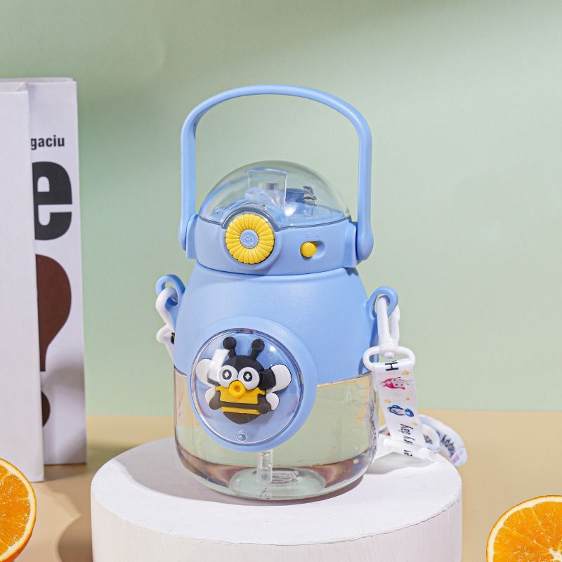 Space Capsule Doll Plastic Large-Capacity Student Straw Pot Belly Cup Male And Female Cartoon Children's Water Cup Water Bottles