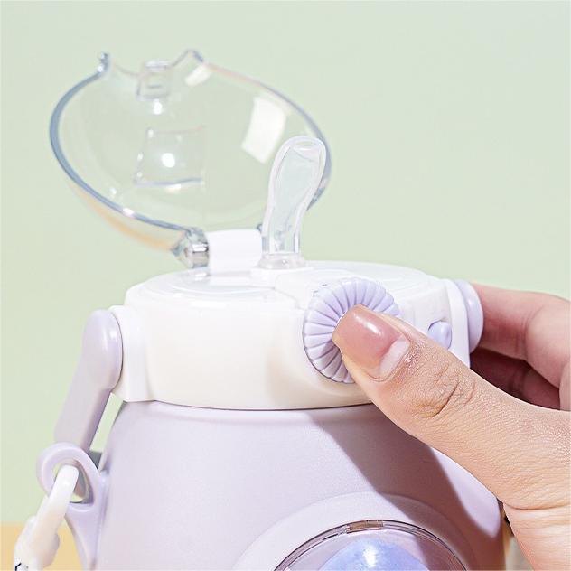 Space Capsule Doll Plastic Large-Capacity Student Straw Pot Belly Cup Male And Female Cartoon Children's Water Cup Water Bottles