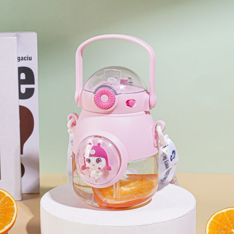 Space Capsule Doll Plastic Large-Capacity Student Straw Pot Belly Cup Male And Female Cartoon Children's Water Cup Water Bottles