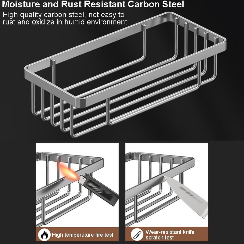 Wall-mounted storage net basket wall-free perforated seamless carbon steel toilet tissue holder bathroom kitchen