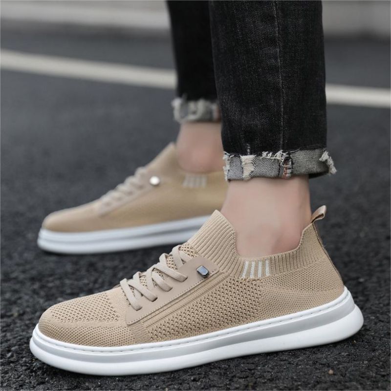 Mesh Breathable Soft Bottom Running Men's Thin Low-Top Flying Woven Slip-On Casual Sports Shoes