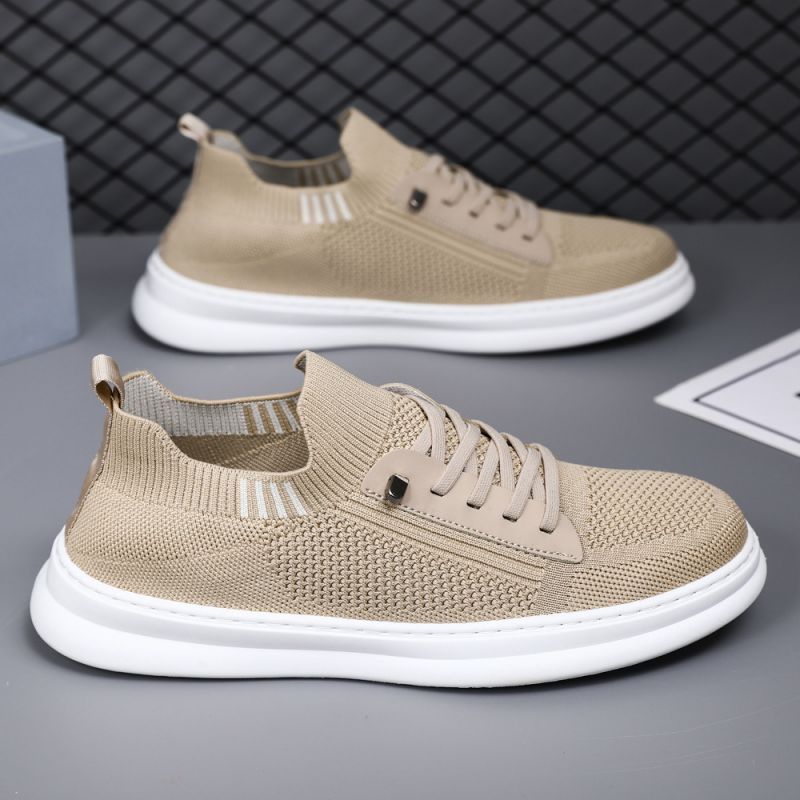 Mesh Breathable Soft Bottom Running Men's Thin Low-Top Flying Woven Slip-On Casual Sports Shoes