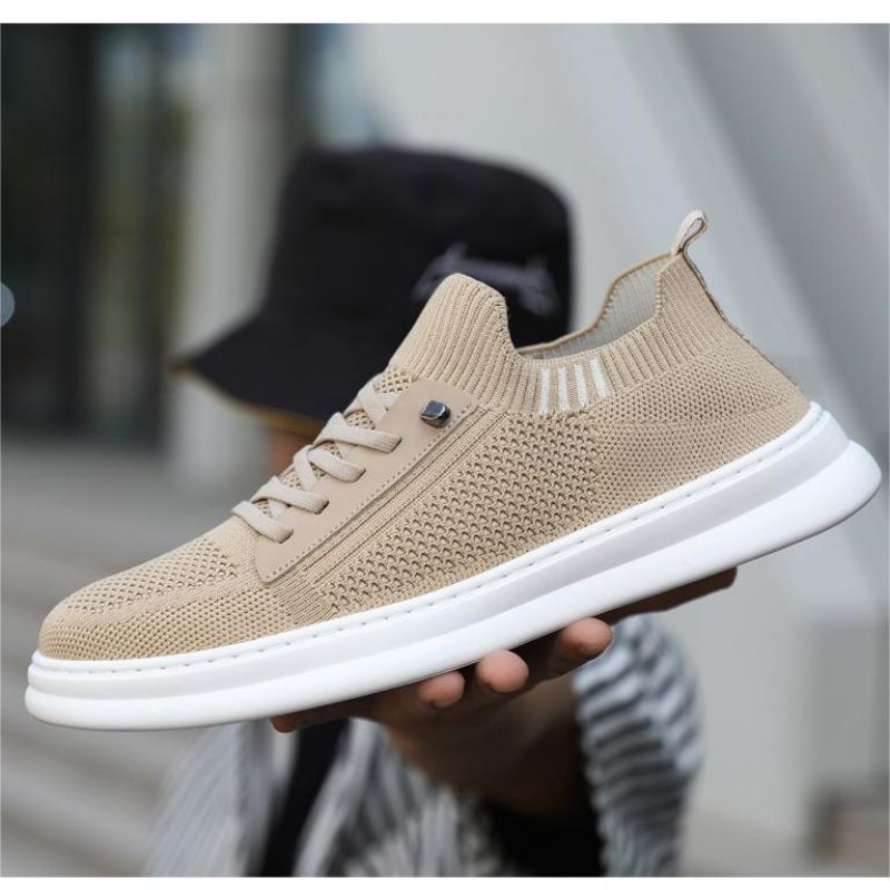 Mesh Breathable Soft Bottom Running Men's Thin Low-Top Flying Woven Slip-On Casual Sports Shoes