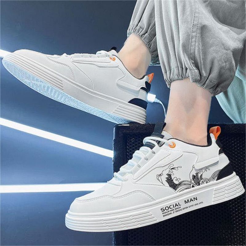 Men's Front Lace-Up Waterproof Lightweight Fine Workmanship Casual Student Skateboarding Sneakers