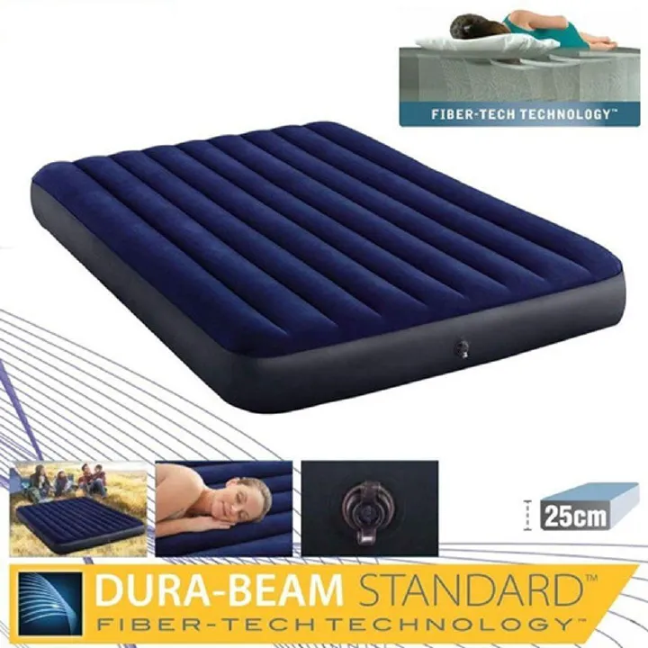 Air Mattress Deluxe Comfort-Plush Luxury Air Bed Blow Up Guest Bed for Home Portable Camping Travel Fast & Easy Inflation/Deflation Airbed