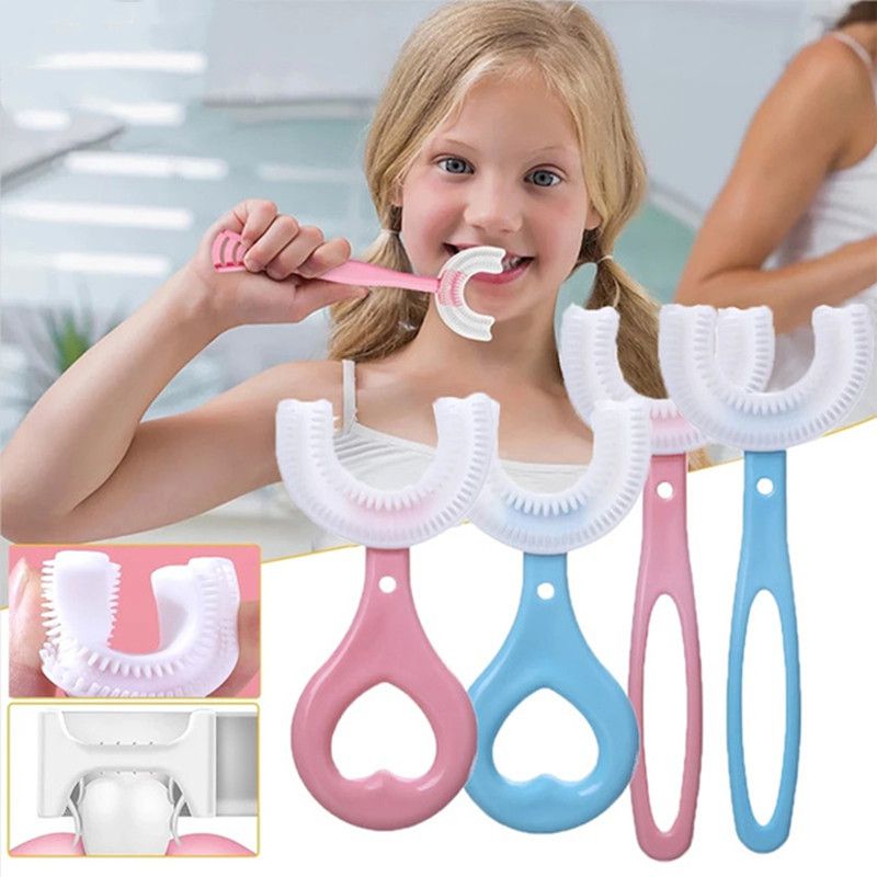 QSF Kids U-shaped Toothbrushes for 2 to 12 kids children boys fashion infant Oral clean tools baby girls kids care boy Baby products girl Children's Teeth