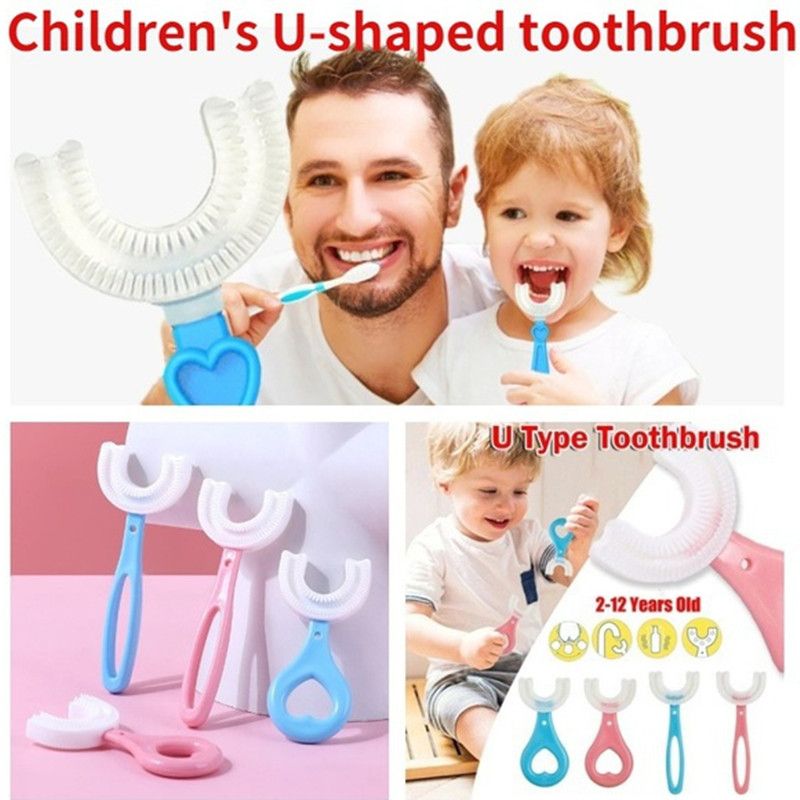 QSF Kids U-shaped Toothbrushes for 2 to 12 kids children boys fashion infant Oral clean tools baby girls kids care boy Baby products girl Children's Teeth