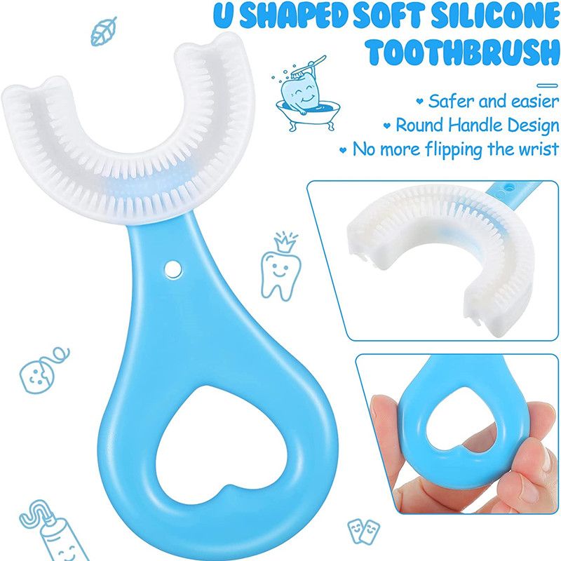 QSF Kids U-shaped Toothbrushes for 2 to 12 kids children boys fashion infant Oral clean tools baby girls kids care boy Baby products girl Children's Teeth