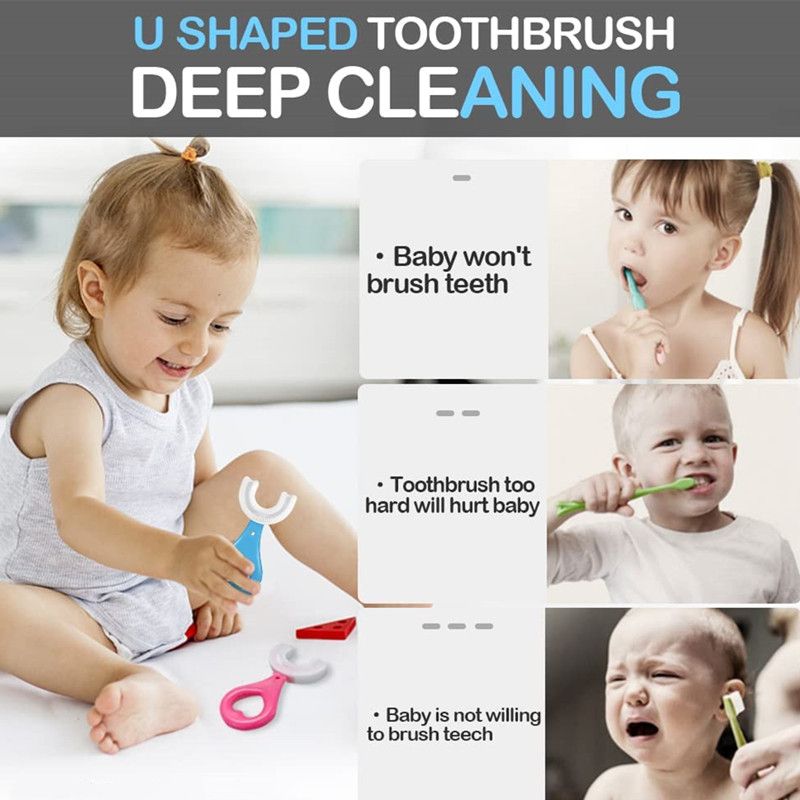 QSF Kids U-shaped Toothbrushes for 2 to 12 kids children boys fashion infant Oral clean tools baby girls kids care boy Baby products girl Children's Teeth